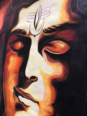 LORD SHIVA - HANDPAINTED ARTWORK - ACRYLIC PAINTING -32 X 35 INCHES - indiartbazaar