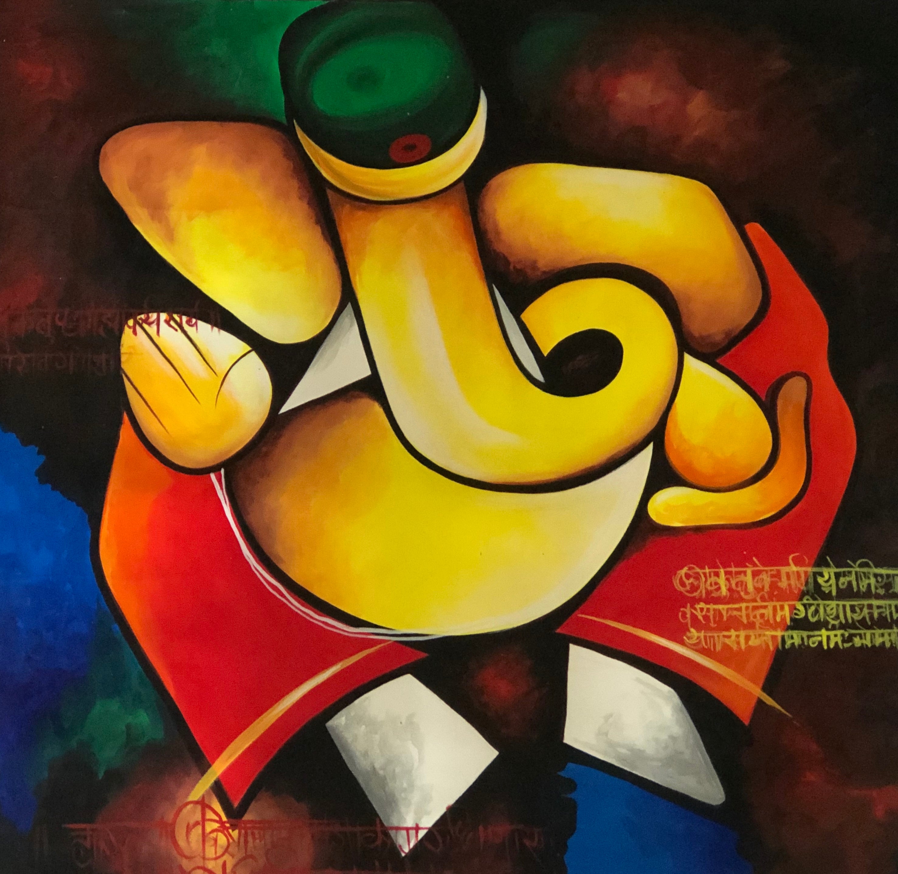 Abstract Ganesha Painting/Ganesh Chaturthi Special Drawing/Step By Step  Painting For Beginners - YouTube